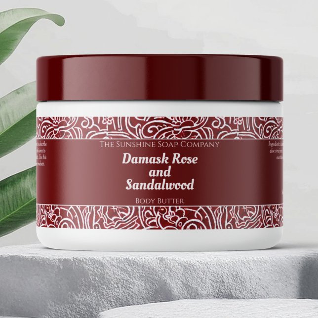 Dark Red Abstract Waterproof Cosmetics Jar Label (Creator Uploaded)