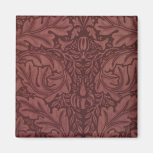 Dark Red Acanthus Leaves (by William Morris) Magnet