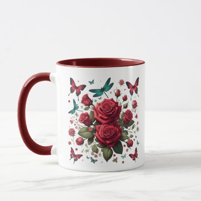 Dark Red Accented Coffee Mug (Left)