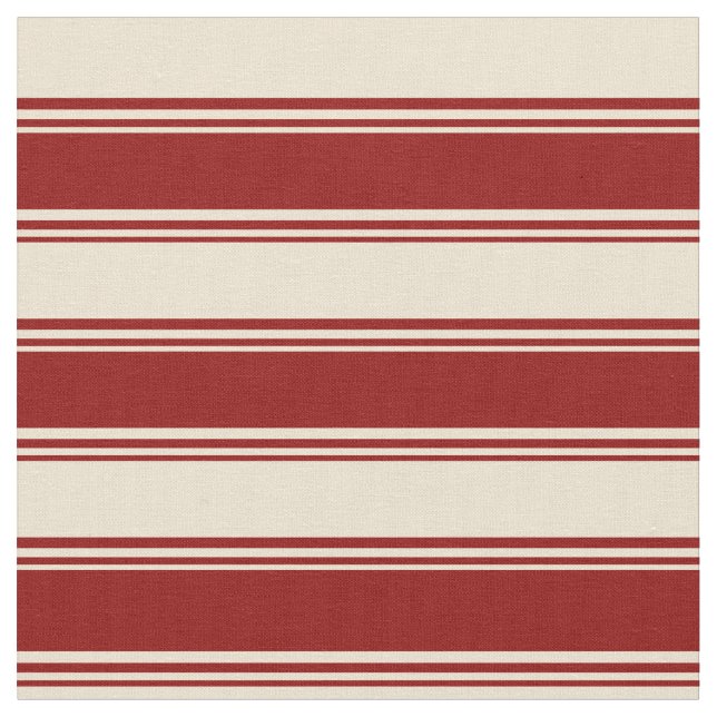 Dark Red and Beige Coloured Stripes Pattern Fabric (Close Up)
