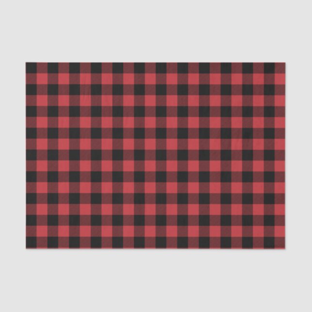 Dark Red and Black Buffalo Plaid Tissue Paper (Front)
