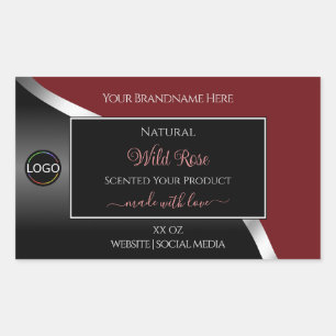 Dark Red and Black Wavy Silver Logo Product Labels