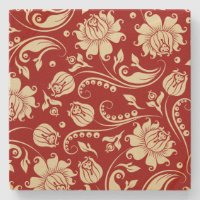 Dark Red And Cream Vintage Floral Damasks