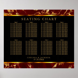 Dark Red and Gold Marble - 10 Seating Chart