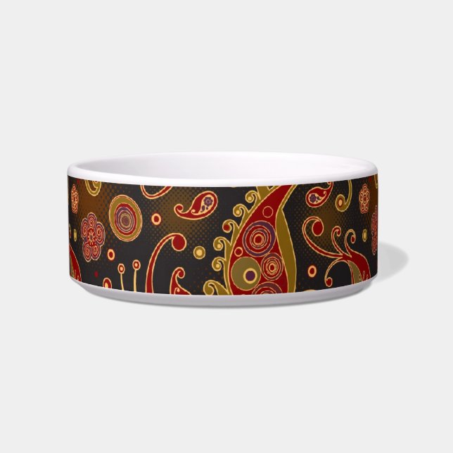 Dark Red and Gold Paisley Pattern Bowl (Front)