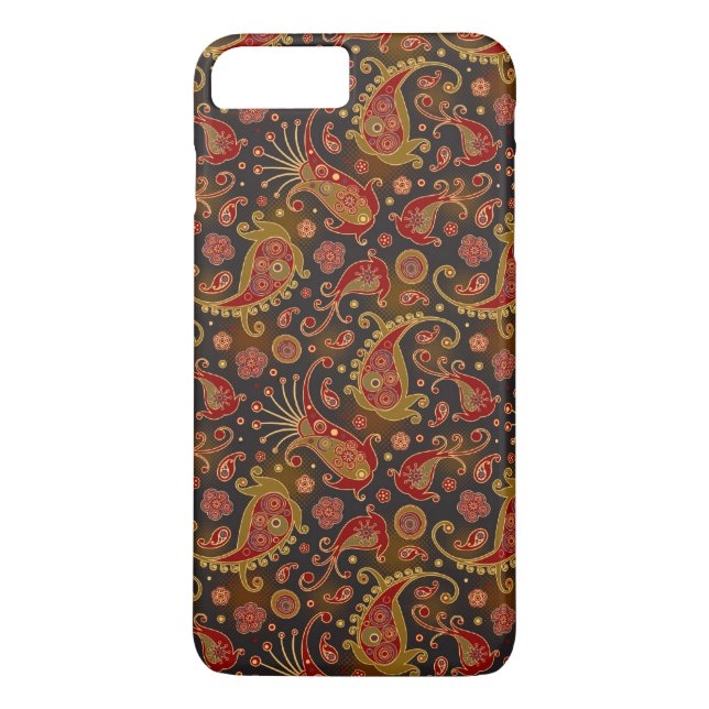Dark Red and Gold Paisley Pattern Case-Mate iPhone Case (Back)