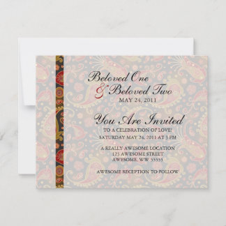 Dark Red and Gold Paisley Pattern Invitation