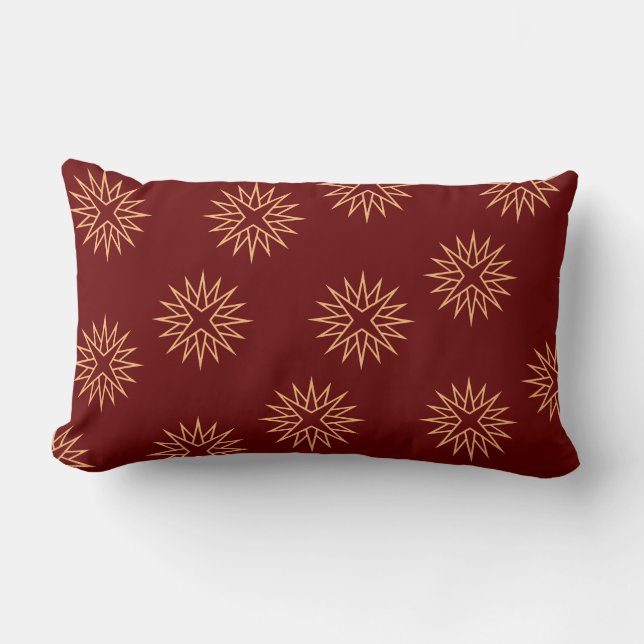 Dark Red and Gold Star Lumbar Cushion (Front)
