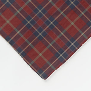 Dark Red and Navy Blue Rustic Plaid Fleece Blanket
