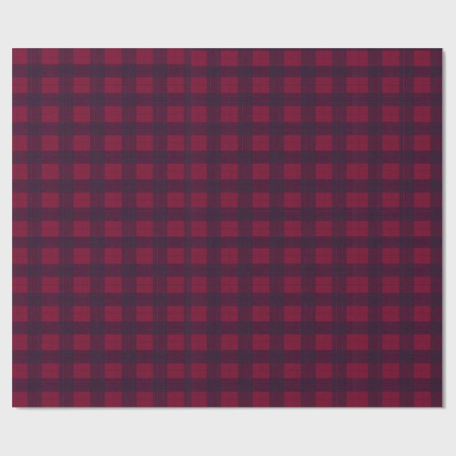 Dark Red and Navy Blue Tartan Wrapping Paper (Flat)