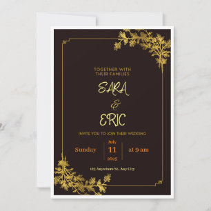 Dark Red and Orange Aesthetic Wedding Invitations