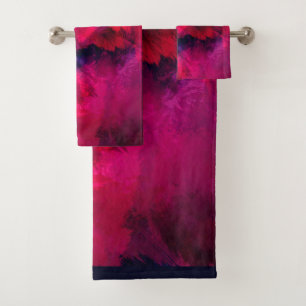 Dark Red and Purple Bold & Modern Abstract Bath Towel Set
