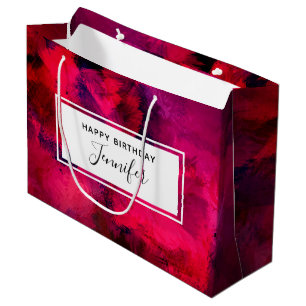Dark Red and Purple Bold Modern Abstract Birthday Large Gift Bag