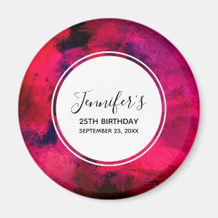 Dark Red and Purple Bold Modern Abstract Birthday Magnet