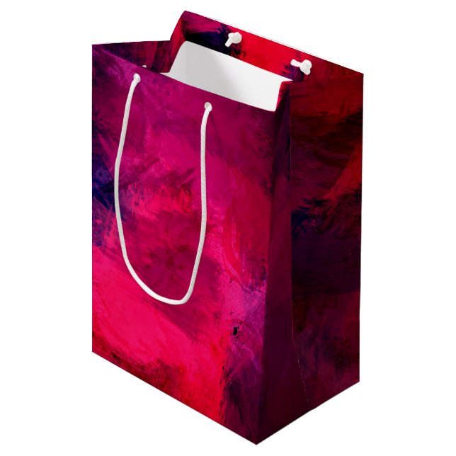 Dark Red and Purple Bold & Modern Abstract Medium Gift Bag (Front Angled)