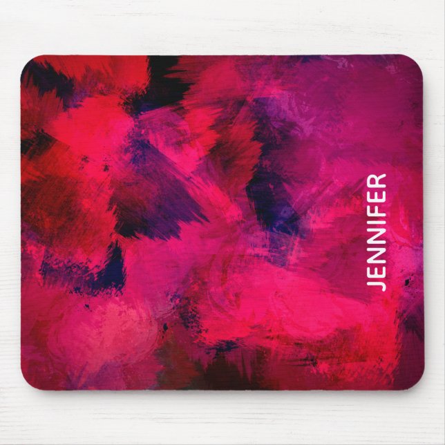 Dark Red and Purple Bold & Modern Abstract Mouse Pad (Front)