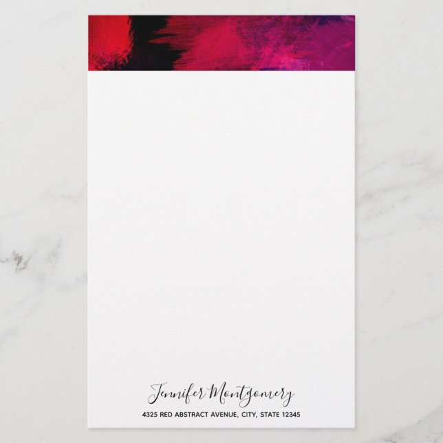 Dark Red and Purple Bold & Modern Abstract Stationery (Front)