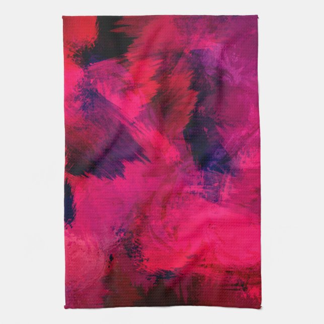 Dark Red and Purple Bold & Modern Abstract Tea Towel (Vertical)