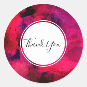 Dark Red and Purple Modern Abstract Thank You Classic Round Sticker
