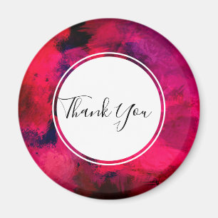Dark Red and Purple Modern Abstract Thank You Magnet