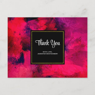 Dark Red and Purple Modern Abstract Thank You Postcard