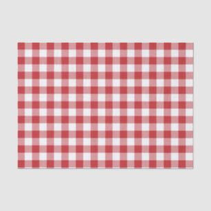 Dark Red and White Check Plaid Tissue Paper