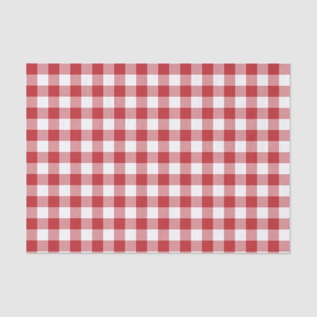 Dark Red and White Check Plaid Tissue Paper (Front)