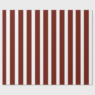 Dark Red and White Classic Vertical Stripes Wrapping Paper