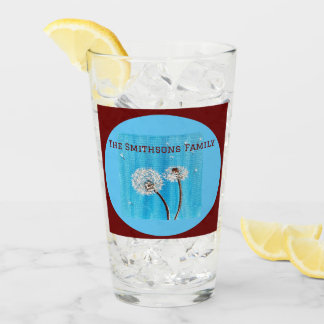 Dark Red and white Daisy Flower Personalised Glass