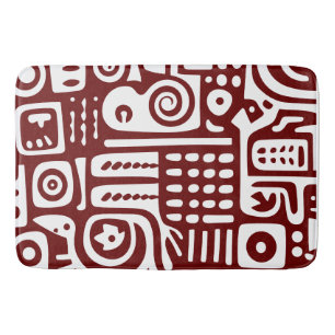 Dark red and white doodles 2 of 4 bath mat