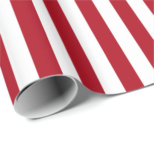 Dark Red and White Stripe Wrapping Paper