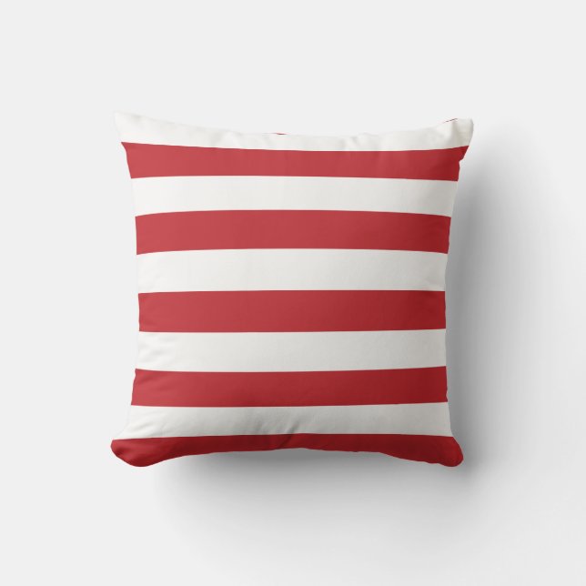 Dark Red and White Stripes Cushion (Front)