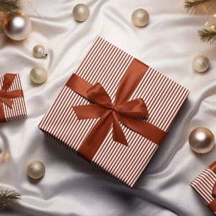 Dark Red and White Stripes Pattern Wrapping Paper