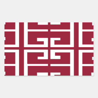 Dark Red and White Tile Rectangular Sticker