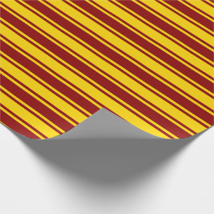 Dark Red and Yellow Stripes/Lines Pattern Wrapping Paper
