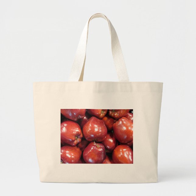 Dark Red Apples Large Tote Bag (Front)