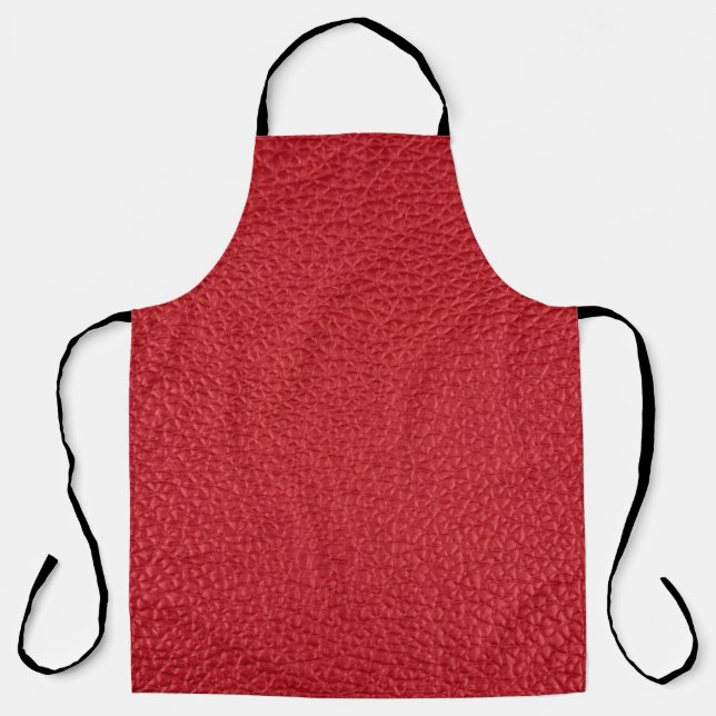 Dark red artificial leatherette closeup. apron (Front)