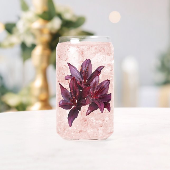 Dark Red Asiatic Lilies Floral Can Glass (Insitu (Wedding))