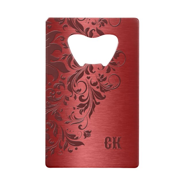 Dark red background and floral swirl zippo lighter (Front)