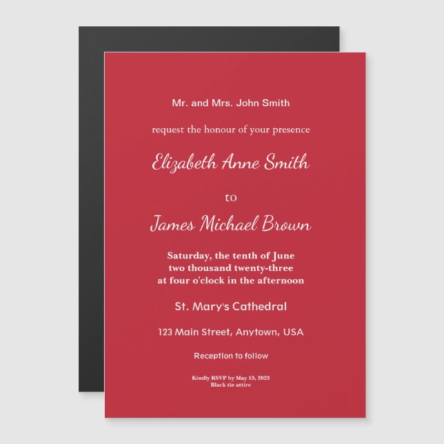Dark Red Background  Magnetic Invitation (Front/Back)