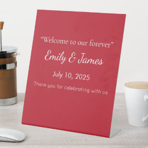 Dark Red Background Pedestal Sign