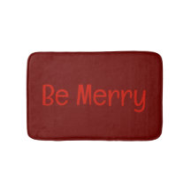 Dark Red "Be Merry" Bath Mat with Optional Text