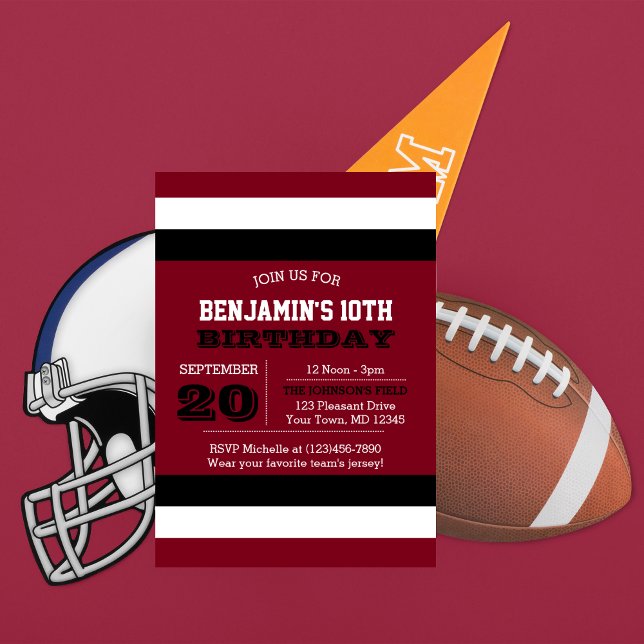 Dark Red Black and White Team Birthday Invitation (Creator Uploaded)