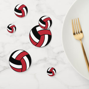 Dark Red, Black and White Volleyball Confetti