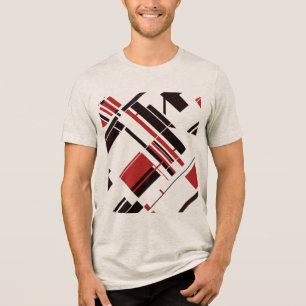 Dark Red Black Diagonal Shapes Lines Art Abstract Tri-Blend Shirt