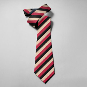 Dark Red Black Gold Stripes Formal Groomsmen Tie