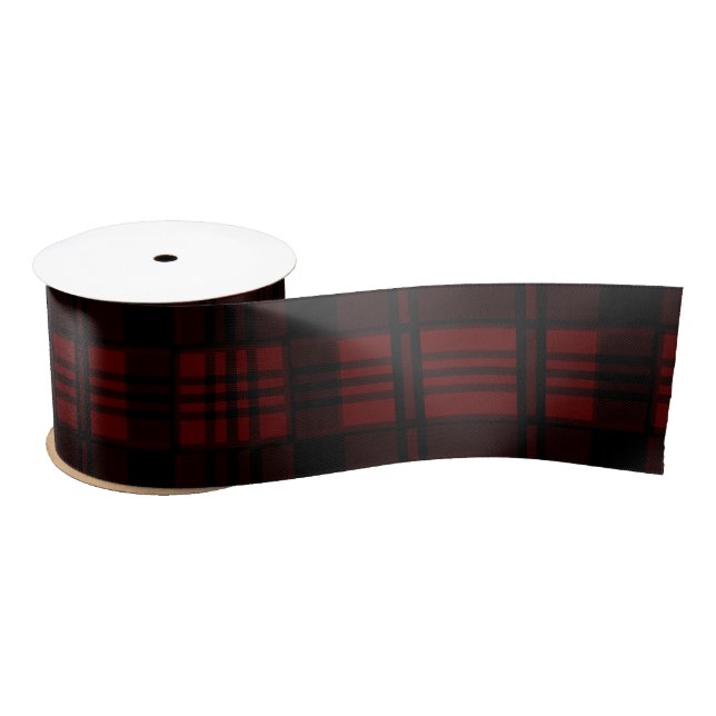 Dark Red & Black Plaid Pattern Satin Ribbon (Spool)
