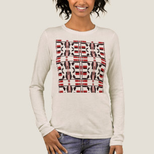 Dark Red Black Small Tiled Shapes Lines Art Design Tri-Blend Shirt
