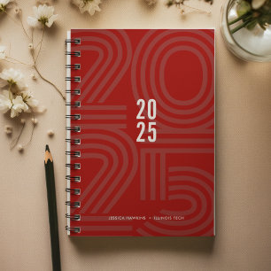Dark Red Blocked Spiral Weekly Planner