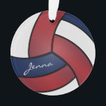 Dark Red, Blue and White Volleyball | DIY Text Ornament<br><div class="desc">Dark Red, Blue and White Volleyball Ornament ready for you to personalise. Makes a wonderful personalise gift for your volleyball player, coach, fan, etc... ⭐This Product is 100% Customisable. *****Click on CUSTOMIZE BUTTON to add, delete, move, resize, changed around, rotate, etc... any of the graphics or text. ⭐99% of my...</div>